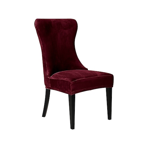 Stretch-Samt-Stuhl-Set für den Haushalt Stuhlhussen, einfaches einteiliges Stuhl-Set, Hotel-Stuhl-Set, Hocker-Set, gebogenes Stuhl-Set mit hoher Rückenlehne Image