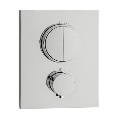 Herzbach PUSH Thermostat-Batterie LIVING 2 Verbraucher eckig rund Chrom, 11.803050.2.01 11.803050.2.01