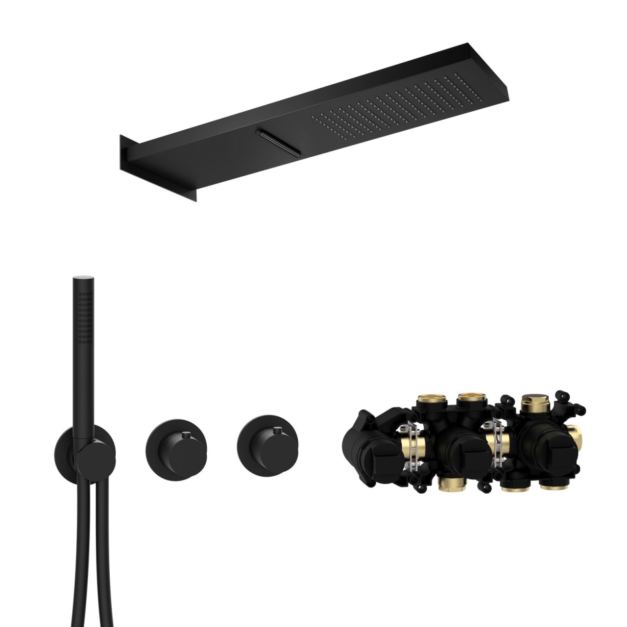 Herzbach MODUL7 Thermostat-Set T-MU2 537x165mm Multi 2 Schwarz matt, 70.703711.1.12 70.703711.1.12 Image