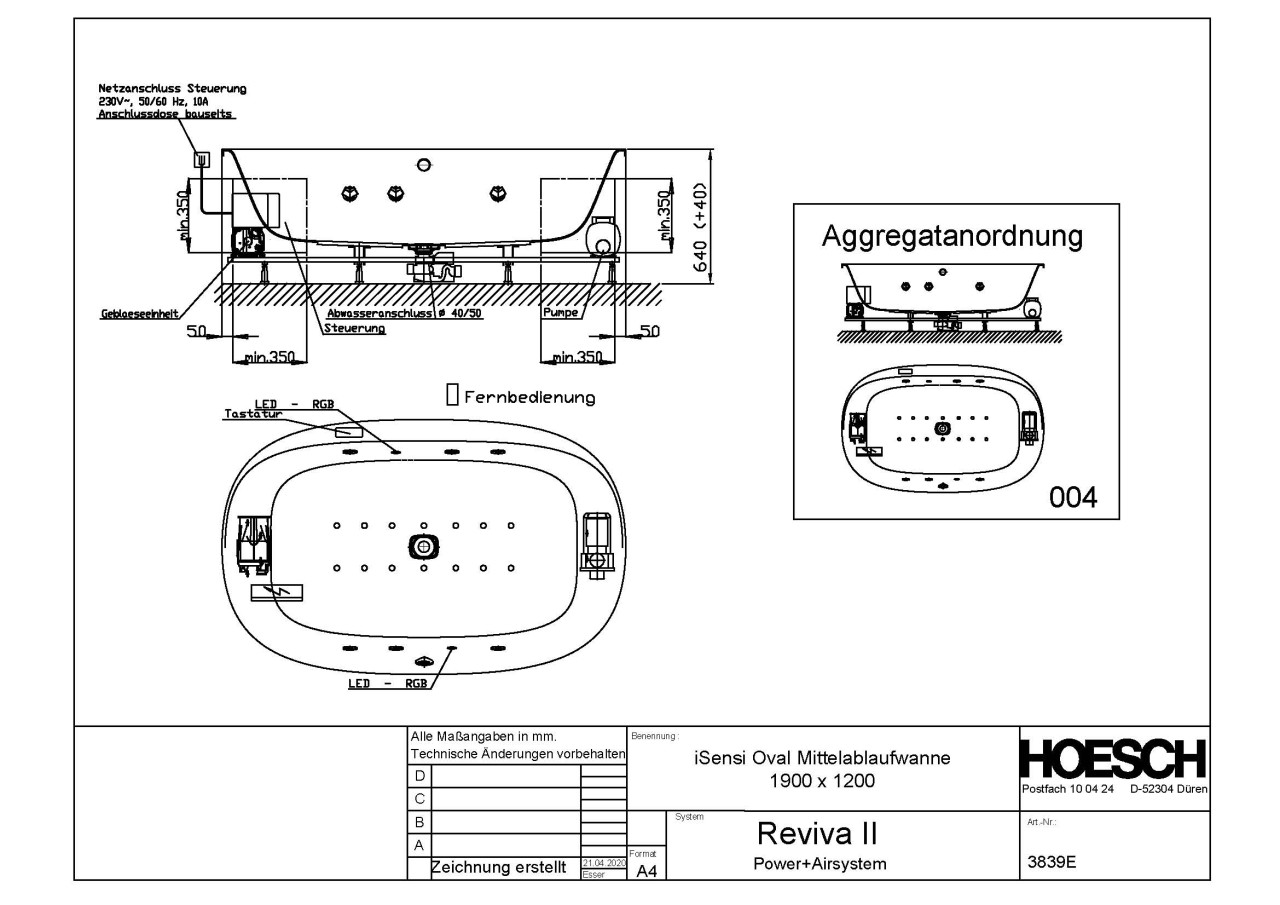 Hoesch Whirlpool iSensi Oval 1900x1200&Reviva II Weiß/verchromt/Motor re./li., 3839E.010305004 3839E.010305004 Image