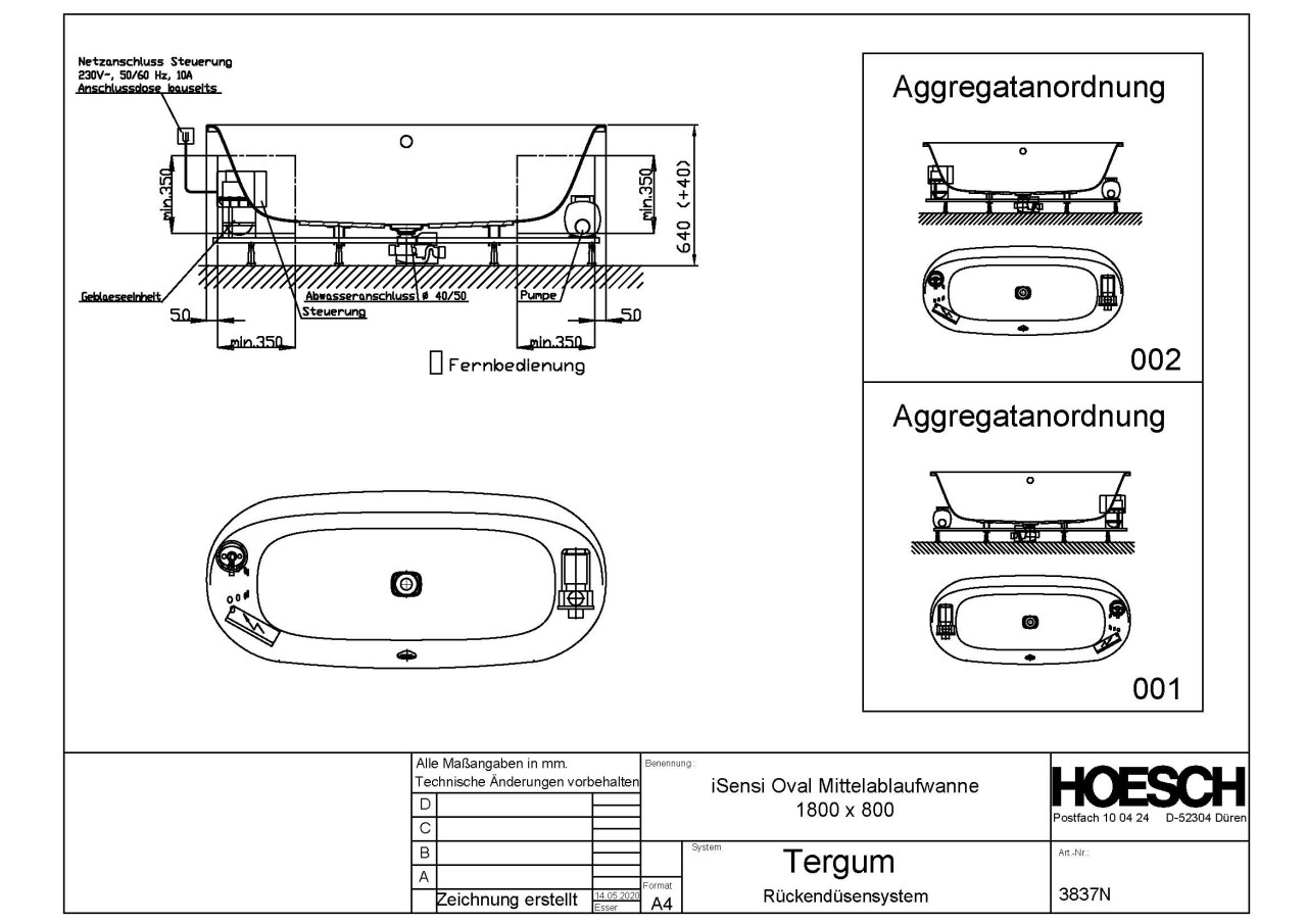 Hoesch Whirlpool iSensi Trapez 1800x1400 rechts Tergum, Weiß/verchromt/Motor rechts, 3875N.010305001 3875N.010305001 Image