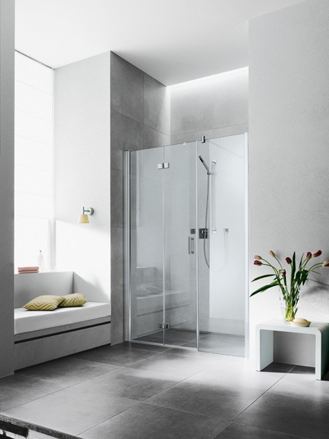 Kermi Pendel-Falttür Diga 2OL 1400x2000, silber hochglanz, ESG klar, DI2OL14020VAK DI2OL14020VAK Image