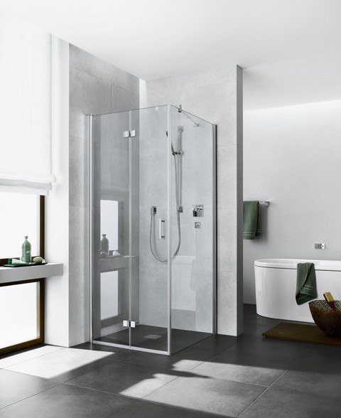 Kermi Pendel-Falttür Diga 2SL 0900x1850, silber hochglanz, ESG klar mit KermiClean DI2SL09018VPK Image