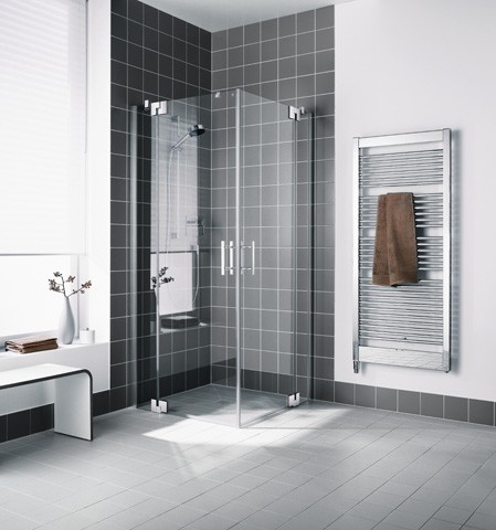 Kermi Eck-Halbteil links Filia XP EPL 0900x2000, silber hochglanz, ESG Opaco mit KermiClean FXEPL09020VYK Image