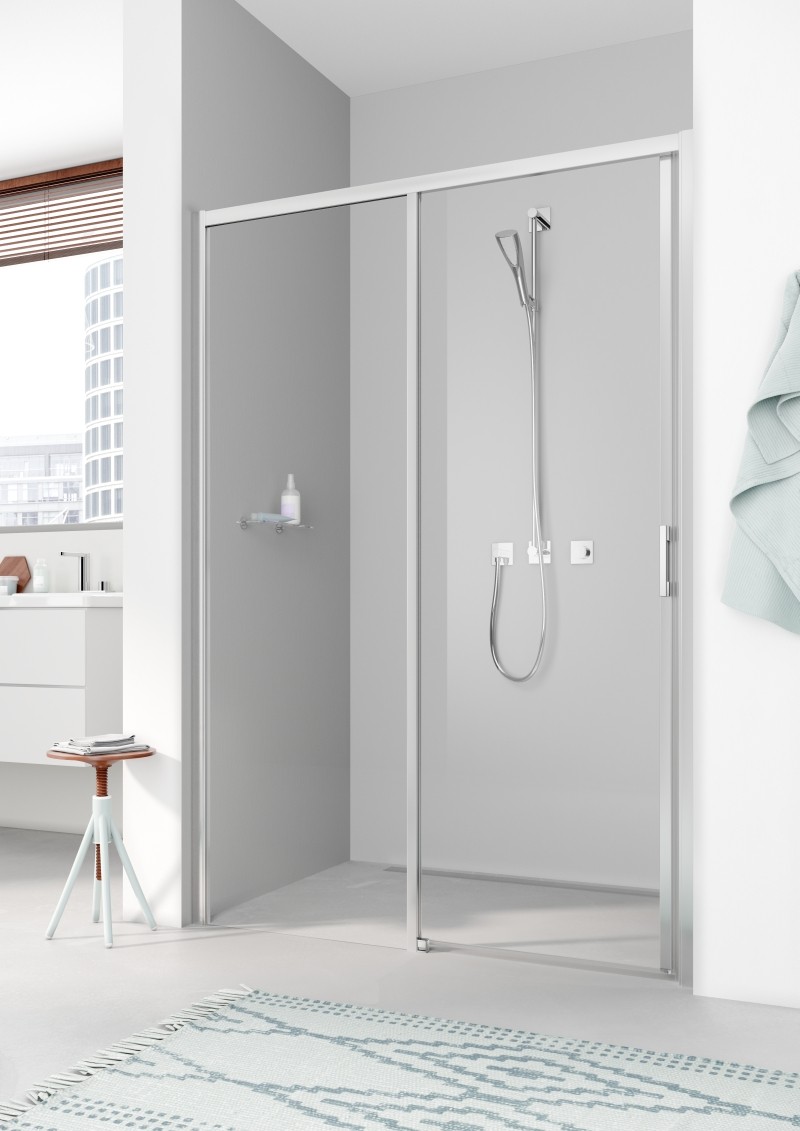 Kermi Gleittür Liga D2L 1500x1850, silber mattglanz, ESG klar mit KermiClean, LID2L150181PK LID2L150181PK Image