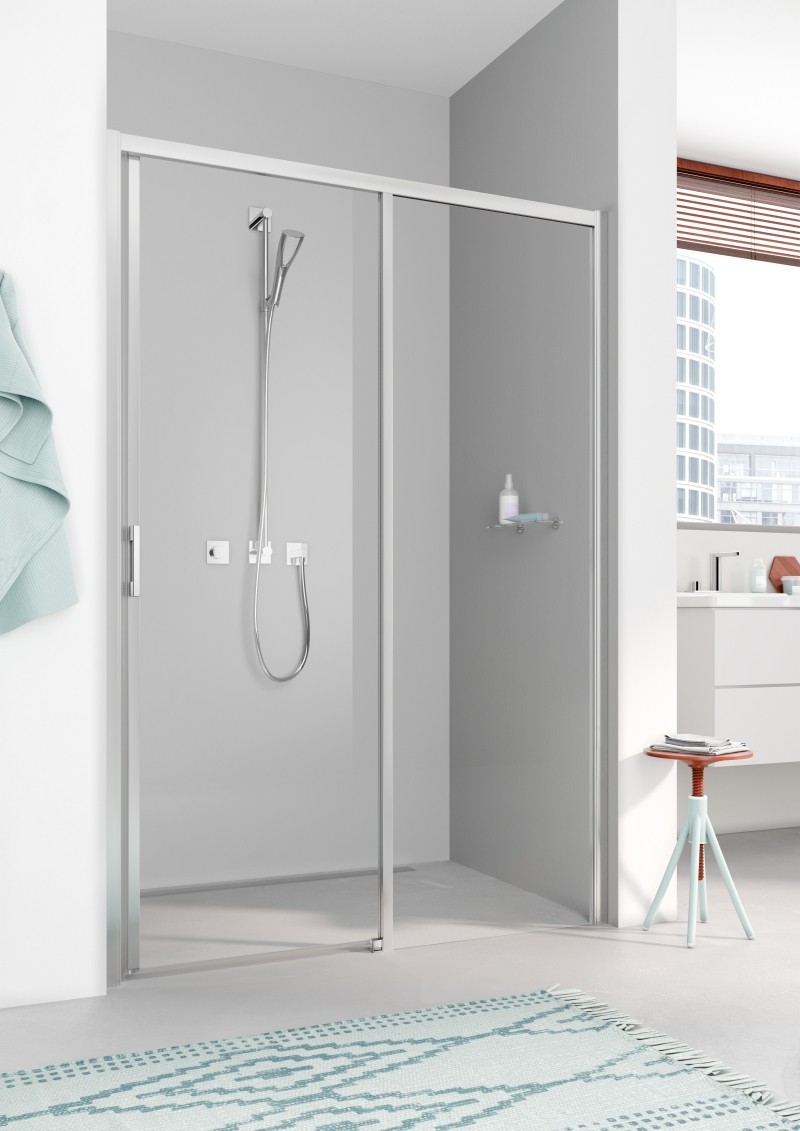 Kermi Gleittür Liga D2R 1500x1850, silber mattglanz, ESG klar mit KermiClean, LID2R150181PK LID2R150181PK Image