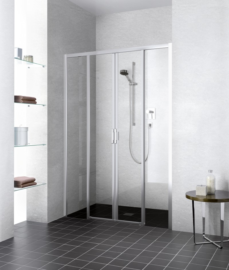 Kermi Gleittür Liga D4B 1900x1850 BV: 1860-1910, silber hochglanz ESG klar mit KermiClean LID4B19018VPK Image