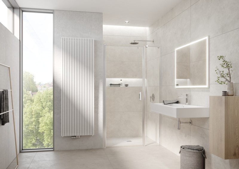 Kermi Pendeltür LIGA 1OL 1400x2000, silber mattglanz ESG klar LI1OL140201AK Image