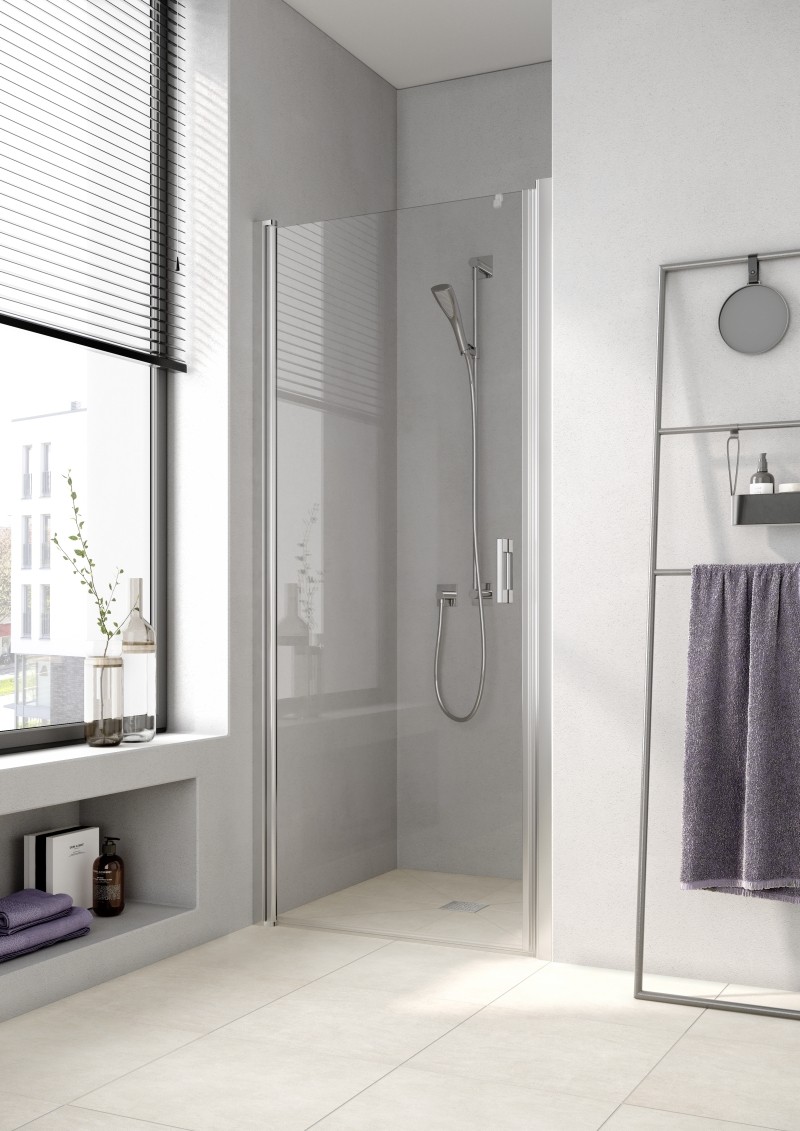 Kermi Pendeltür Liga 1WL 0950x1850, silber mattglanz, ESG klar mit KermiClean, LI1WL095181PK LI1WL095181PK Image