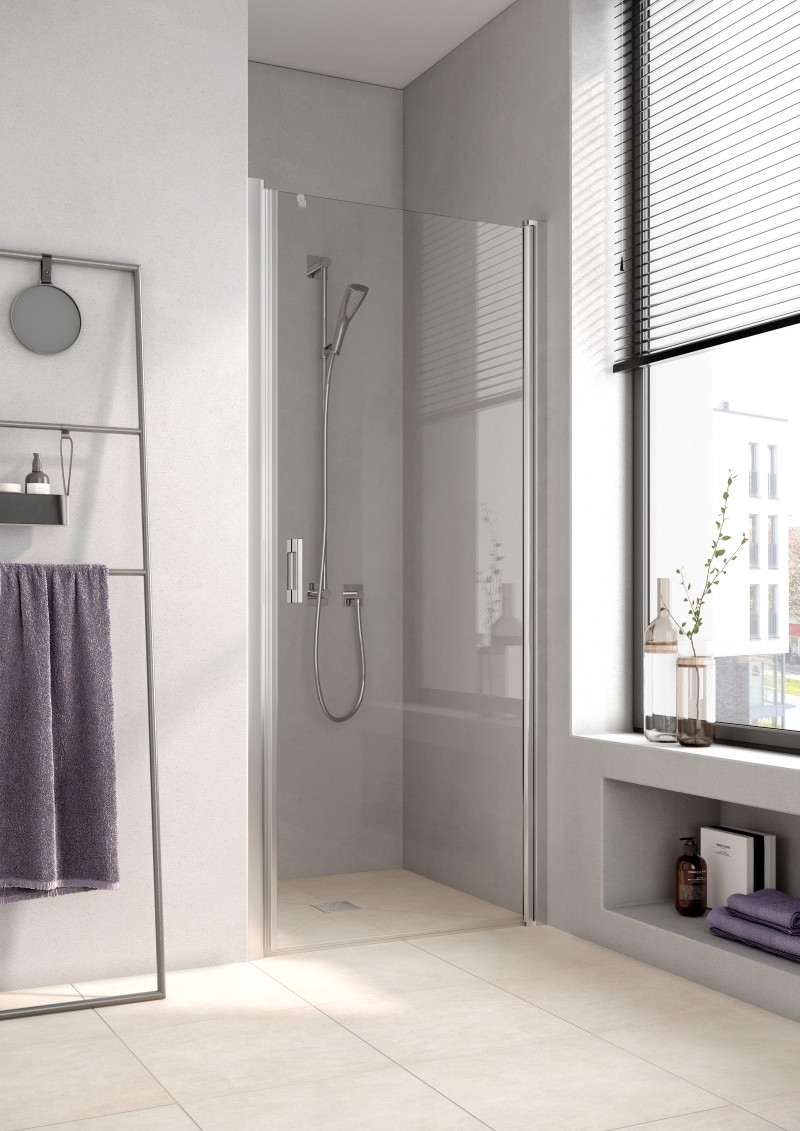 Kermi Pendeltür Liga 1WR 0750x1850, silber mattglanz, ESG klar mit KermiClean, LI1WR075181PK LI1WR075181PK Image