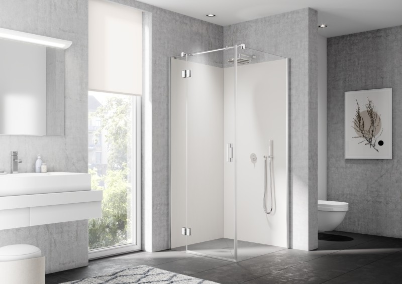 Kermi Schwingtür Liga SNL 1000x2000 BV: 975-1000, silber hochglanz ESG klar LISNL10020VAK Image