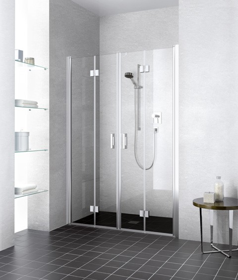Kermi Pendel-Falttür Liga 2T4 1300x2000, silber mattglanz, ESG klar mit KermiClean LI2T4130201PK Image