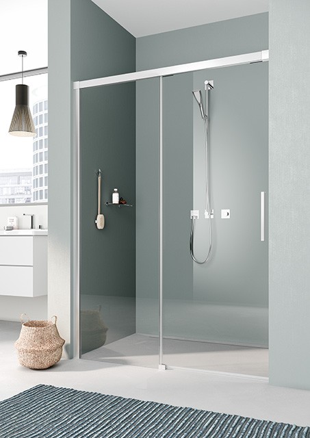 Kermi Gleittür Nica L2L 1700x1850, silber hochglanz, ESG klar mit KermiClean, NIL2L17018VPK NIL2L17018VPK Image