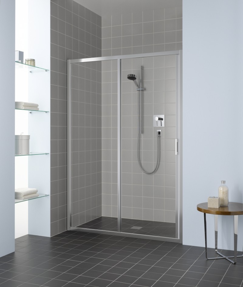 Kermi Gleittür Liga G2L 1300x1850, silber mattglanz ESG klar mit KermiClean LIG2L130181PK Image