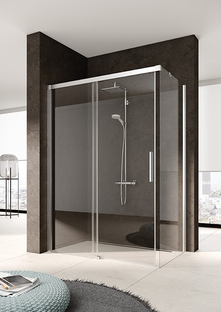 Kermi Seitenwand Nica TWR 1100x1850, silber hochglanz, ESG Opaco mit KermiClean, NITWR NITWR11018VYK Image