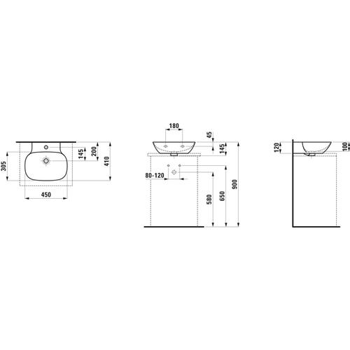 LAUFEN Aufsatz- Handwaschbecken INO 450x410x145 H8163007161091