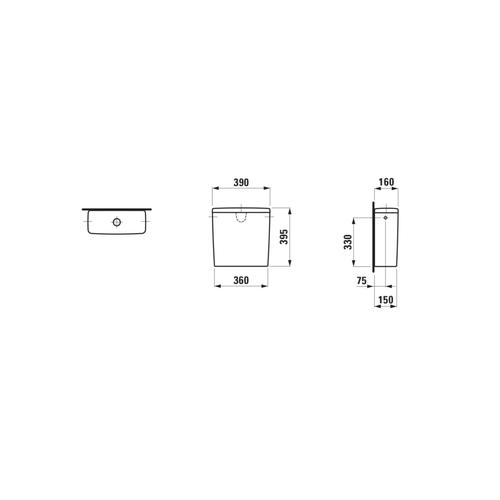 LAUFEN Spülkasten LUA 160x390x395, Wasseranschluss seitlich links oder rechts, bahama-beige H8270820189721