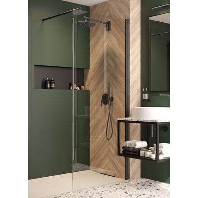 Neuesbad Walk In Dusche 100cm, schwarz matt NB1DEKTSN30P1
