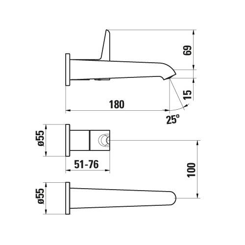 LAUFEN 2-Loch Waschtischarmatur Unterputz PURE Ausladung HF901722428000