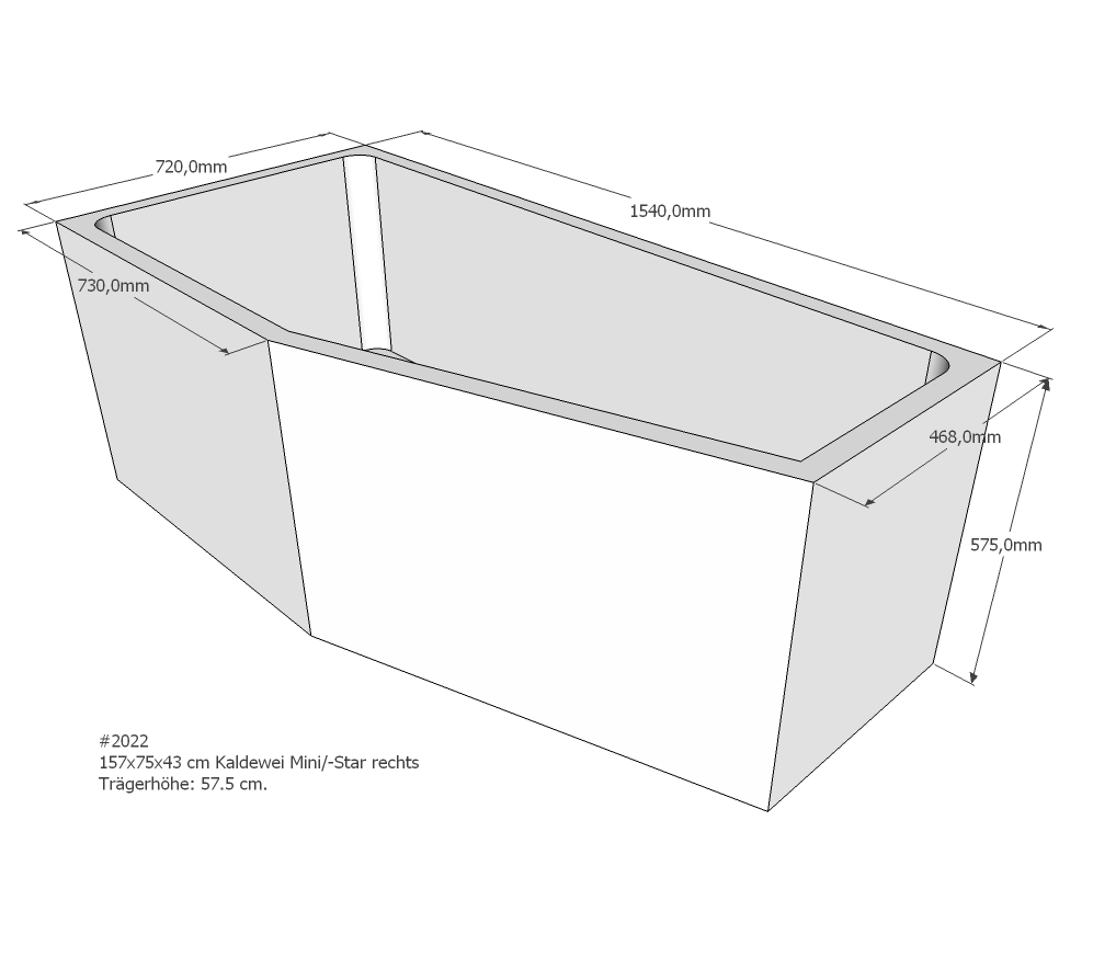 Neuesbad Wannenträger für Kaldewei Mini/Mini Star Nr.830/831 157x75 re SW11157 Image