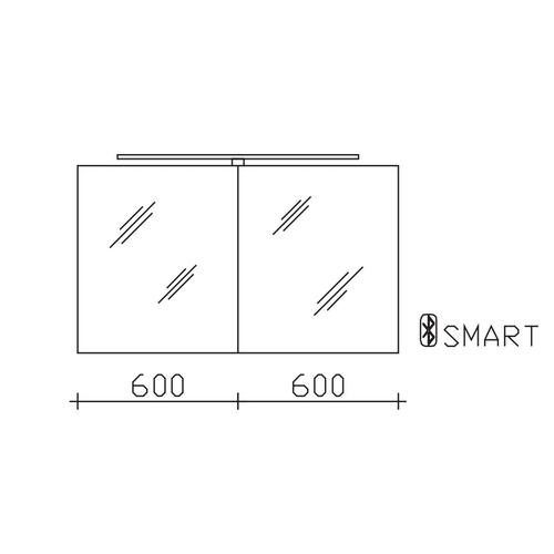 Pelipal Serie 25 Pelipal Spiegelschrank SDAES5012-I, B:1200, H:703, T:170mm SDAES5012-I