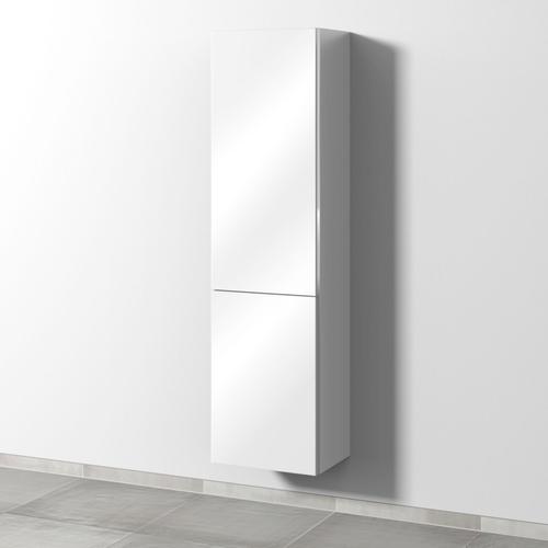 Sanipa 3way Stauraumschrank mit 1 Tür und 1 Wäschekorbklappe, Weiß-Glanz BS18478