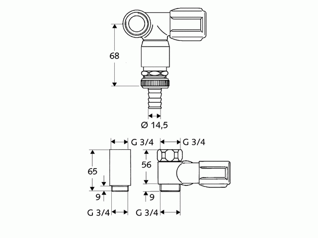 "Schell NA-Ventil COMFORT mit RFV und RB 3/4"chrom für Wandbatterien Anschluß re 033260699" Image