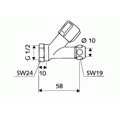 "Schell Schrägsitzventil COMFORT 1/2"chrom mit Innengewinde kurze Bauform 059110699" Image