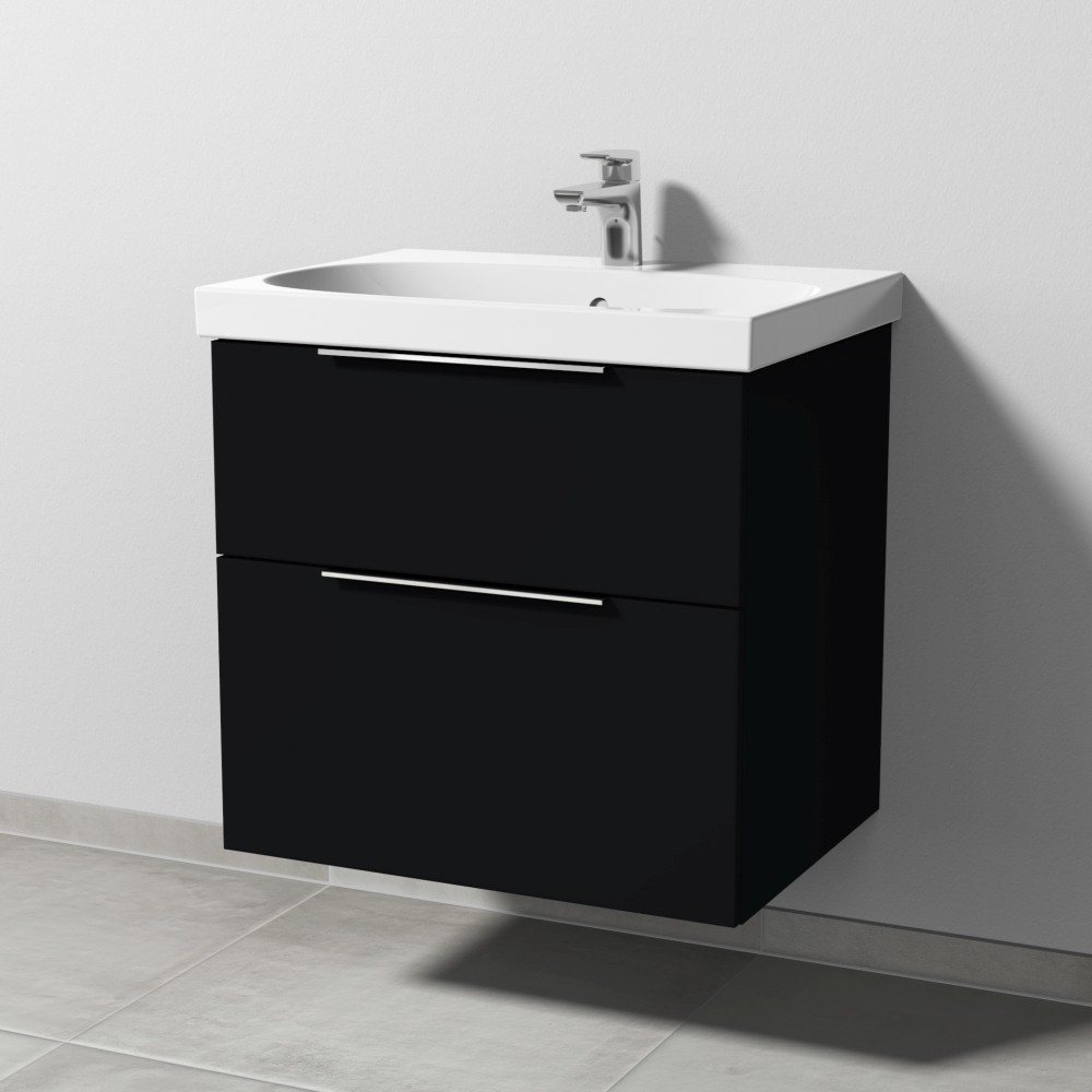 Sanipa 3way Waschtischunterbau zu Geberit Acanto Waschtisch mit 2 Auszügen, Schwarz-Matt UF41608 Image