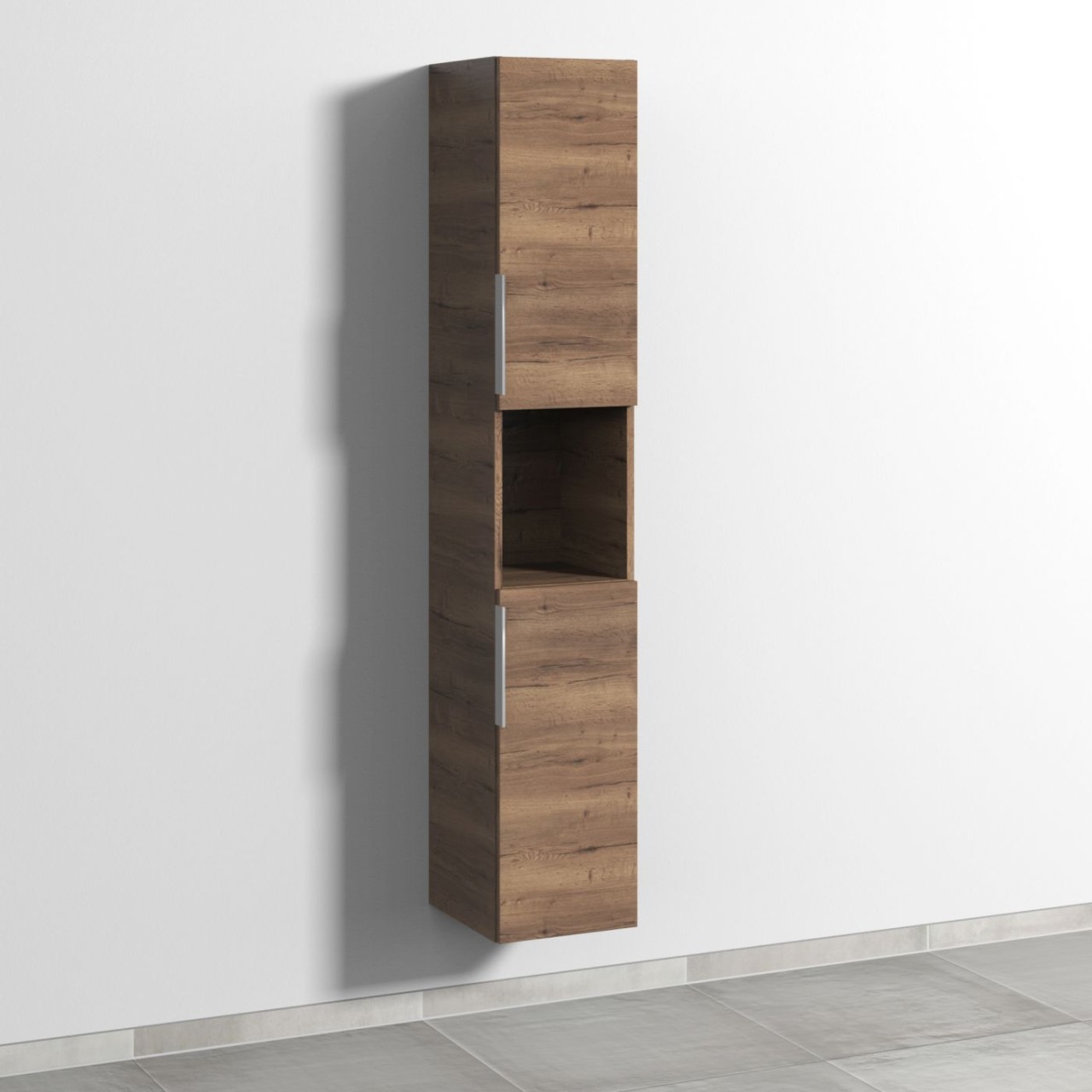 Sanipa 3way Hochschrank mit 2 Türen und 1 offenem Fach, Eiche-Tabak UM11350 Image