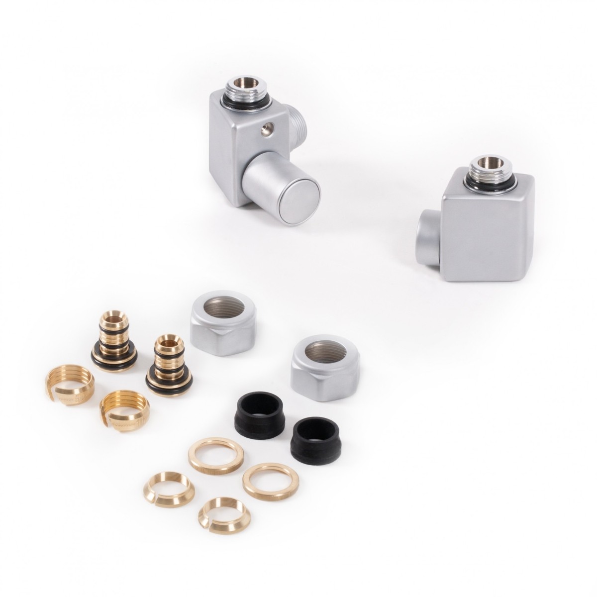 "Terma Set Regelventil DEXTER GZ 1/2" - Ø16x2, Ø15 links, TGERCD1-ST, Silber TGERCD1-ST" Image