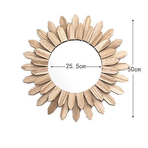 Wandspiegel dekorativer rustikaler runder Holzspiegel für die Wand Sunburst Boho Wandkunst Dekor Spiegel für Cottagecore Dekor Eingang Schlafzimmer Wohnzimmer Image