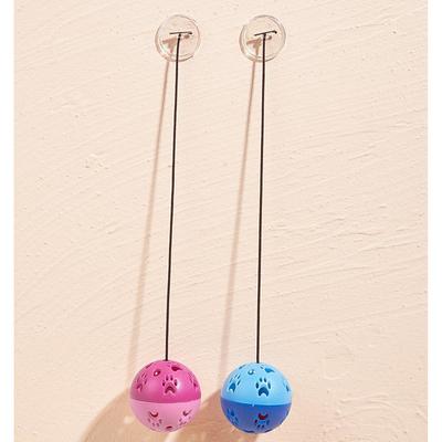 1pcs suction cup bell bouncy ball cat toy color plastic sounding bell interactive self-hitting cat ball factory direct sale