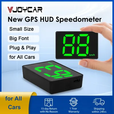 Vjoycar Newest GPS Speedometer for All Cars Plug and Play Big Font Small Size Full-screen 2-Color