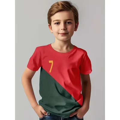 Summer Kid's Football Jersey No 7 Fashion Portugal Jersey Tees Casual Short Sleeve Creative