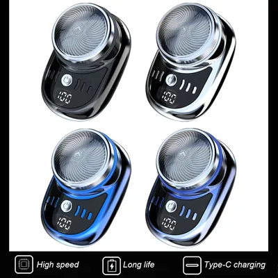 Men Mini Electric Travel Shaver with Digital Display Face Beard Trimmer Washable Rechargeable Shaver