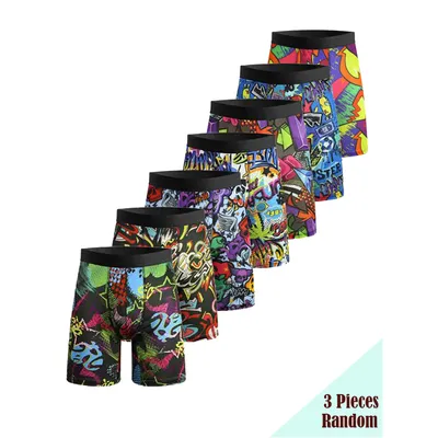 3PCS Zufällige Mischfarbe Herrenunterwäsche, Herren Home Sport Schwimmen Unterwäsche Mode Atmungsaktive Schnell Trocknende Sporthose Image