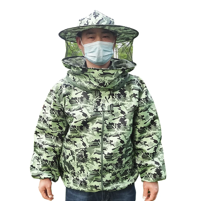 Faltbarer Bienenzuchtanzug, Jacke, Schleier-Set, doppelter Reißverschluss, Bienenzucht-Schutzanzug, Anti-Bienen-Imker-Kleidung mit Hut Image