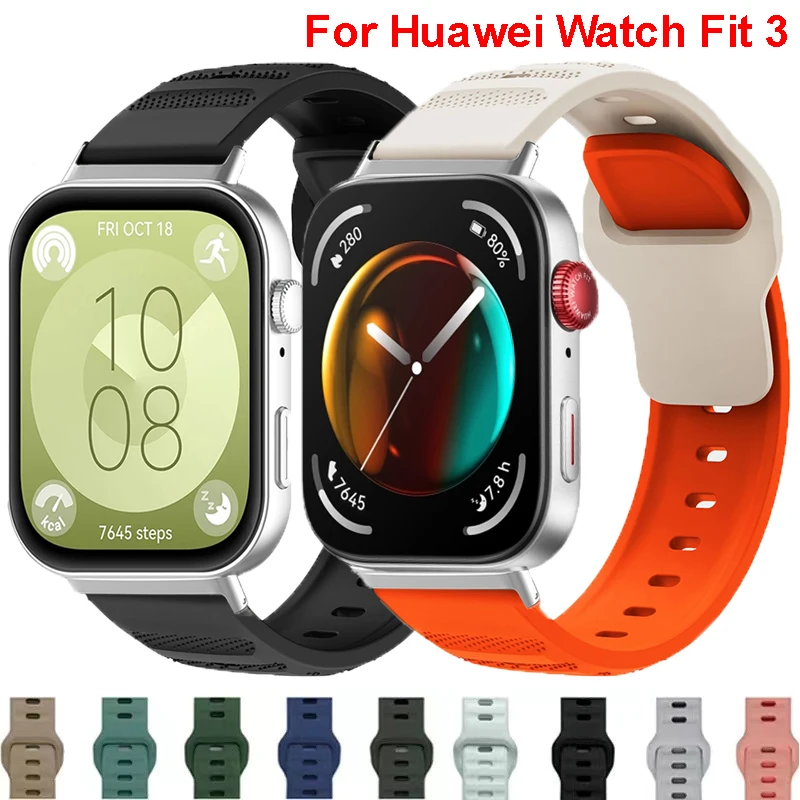 Silikon Strap Für Huawei Uhr Fit 3 Smartwatch Ersatz Armband Armband Für Huawei Uhr Fit 3 Sport Correa Zubehör Image