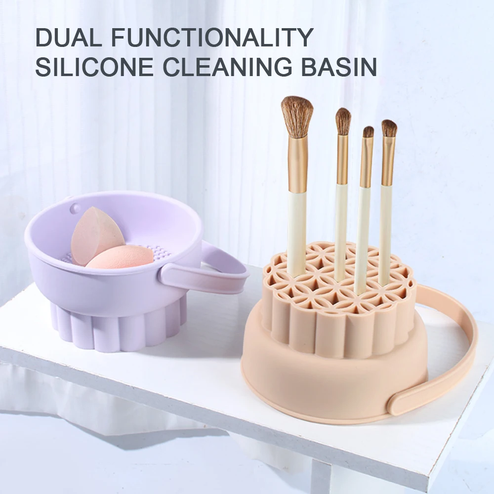 Silikon faltbare Make-up Pinsel Reiniger Ei Puff Wasch schüssel Schrubb kissen Reinigungs pad Waschmaschine Schwamm Lagerung Artefakt Image