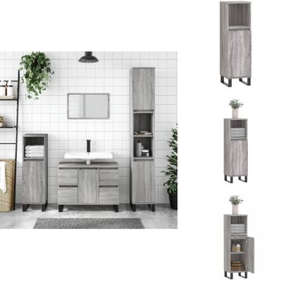 Vidaxl - Badschrank Grau Sonoma 30x30x100 cm Holzwerkstoff - Badeschrank - Holzwerkstoff - Grau Image
