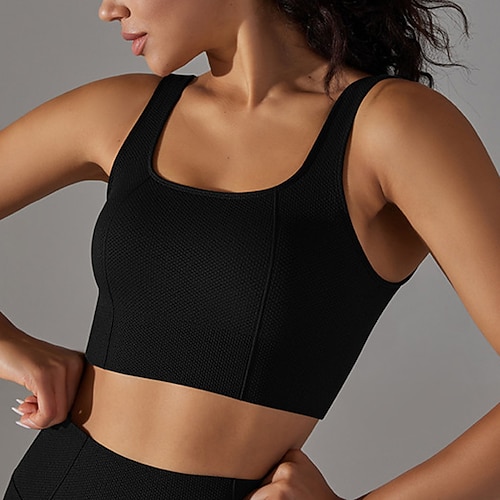 Damen Leichte Unterstützung Sport Bustier bh Sport-BH Bustier Rückenfrei Fester Halt BH-Oberteil Gefüttert Fitness Freizeit Sport Laufen Atmungsaktiv Leichtgewichtig Weich Schwarz Weiß Armeegrün Image