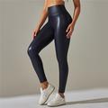 Per donna Leggings da yoga Vita Alta Yoga Allenamento in Palestra Pilates Collant Nero Giallo Rosso Finta pelle Gli sport Abbigliamento sportivo Elasticizzato Taglia piccola