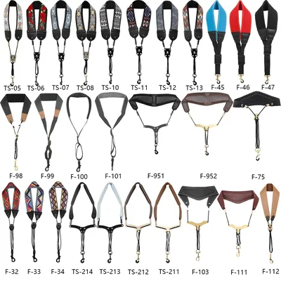 Saxophone Neck Strap Soprano Alto Tenor Saxophone Universal Strap Leather Adjustable Closed Hooks