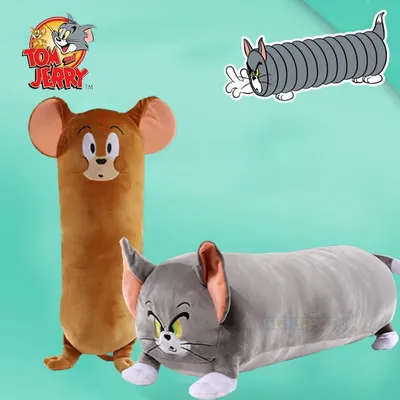 Original 55cm Tom and 50cm Jerry Plush Pillow Cartoon Movie Plushies Stuffed Animals Funny Doll Toys