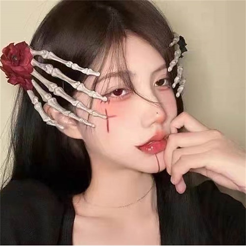 2 Stück Halloween-Dekor Haarnadel Dark Horror niedlich lustig Französisch Kopfbedeckung Spaß Totenkopf Design Accessoires