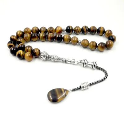 Tasbih Natural Tiger eye stone rosary islamic prayer bead 33 45 66 99 beads misbaha muslim