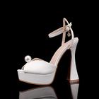 Per donna scarpe da sposa Scarpe bianche Scarpe da sera Scarpe sexy Matrimonio Feste Traforato Perle di imitazione Fibbia Plateau Punta tonda Punta aperta Elegante Di tendenza Sensuale PU Fibbia