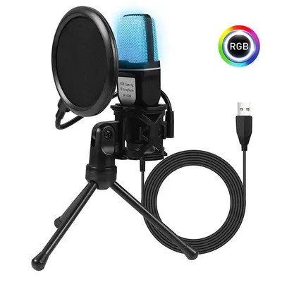 Portable USB Microphone RGB Microfone Condensador Wire Gaming Mic for Podcast Recording Studio