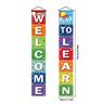 Back School Couplet Banner First Day of School Banner Welcome Back Hanging Fabric Banner Backdrop Flag for School Classroom Decoration